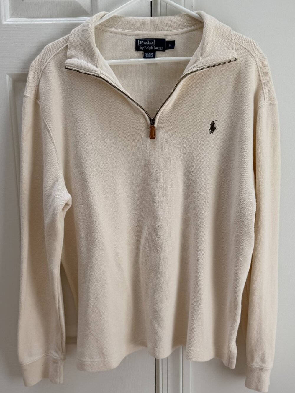 Polo Ralph Lauren Men’s Quarter Zip Sweater Cream/White Size Large